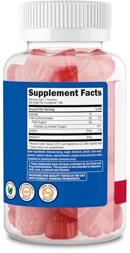 Nutricost Melatonin 3mg, 180 Gummies, – Optimal Dosage: Each gummy delivers 3mg of melatonin, a widely recommended – Image 1