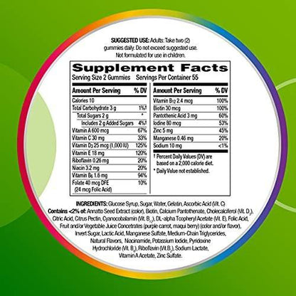 Centrum MultiGummies Gummy Multivitamin for Adults, Multivitamin/Multimineral Supplement with Vitamins D, B and E, Assorted Fruit Flavor - 18 Count