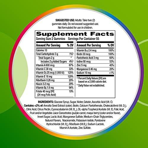 Centrum MultiGummies Gummy Multivitamin for Adults, Multivitamin/Multimineral Supplement with Vitamins D, B and E, Assorted Fruit Flavor - 18 Count - görsel 8