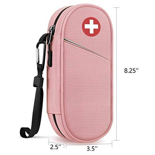 SITHON EpiPen Medical Carrying Case Insulated, Travel Medication Organizer Bag Emergency Medical Pouch Holds 2 EpiPens, Asthma Inhaler, Anti-Histamine, Auvi-Q, Allergy Medicine Essentials, Pink - görsel 5