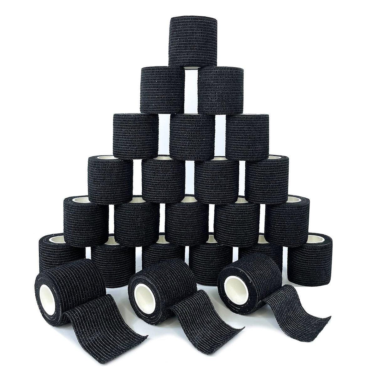 Carbou Self-Adhesive Bandages 24 Pack 2" x 5 Yards - Black Athletic Elastic Cohesive Wrap for Sports Injuries, First Aid, and Pet Care - görsel 2