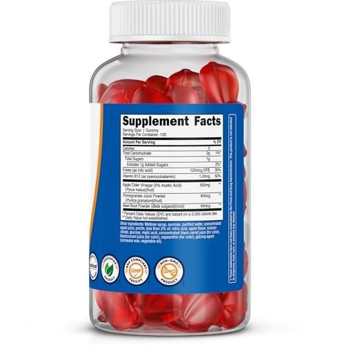 Nutricost Apple Cider Vinegar 500mg, 120 Gummies, Apple Flavored - Gluten Free, Non-GMO, No Corn Syrup - görsel 1