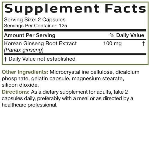 Bronson Korean Panax Ginseng Supports Energy, Endurance & Vitality + Memory and Mental Performance, 250 Capsules - görsel 1