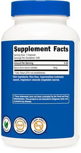Nutricost Boron 3mg Supplement, 240 Vegetarian Capsules - Gluten Free and Non-GMO - görsel 10