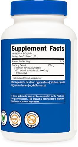 Nutricost Blueberry Extract 180 Capsules - 180 Servings, Vegetarian, Gluten Free & Non-GMO