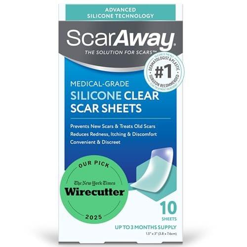 ScarAway Advanced Clear Silicone Scar Sheets, Medical Grade Silicone Strips (1.5" x 3") Scar Treatment and Prevention for Surgical, Burn, Body, Hypertrophic & Keloid Scar Treatment, 10 Clear Sheets - görsel 11
