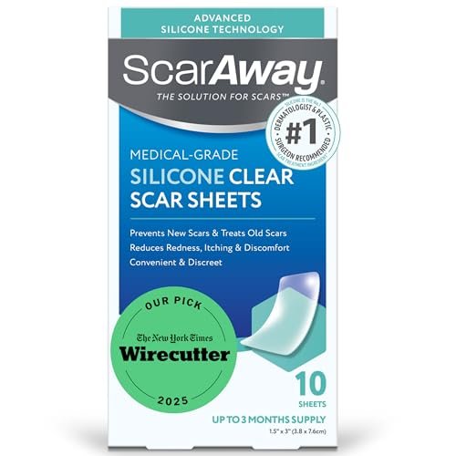 ScarAway Advanced Clear Silicone Scar Sheets, Medical Grade Silicone Strips (1.5" x 3") Scar Treatment and Prevention for Surgical, Burn, Body, Hypertrophic & Keloid Scar Treatment, 10 Clear Sheets - görsel 16