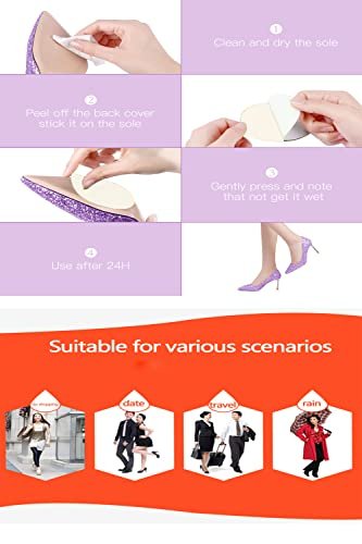 Non Slip Shoes Pads Self-Adhesive Shoe Grips Rubber Anti-Slip Shoe Grips Sole Stick Protector (Clear-3Pairs) - görsel 5
