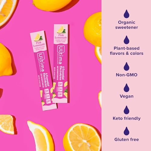 Ultima Replenisher Daily Electrolyte Powder – Pink Lemonade, 20 Stickpacks – Zero Sugar Hydration Packets with 6 Electrolytes and Minerals – Sugar Free, Plant Based & Keto Friendly Drink Mix - görsel 4