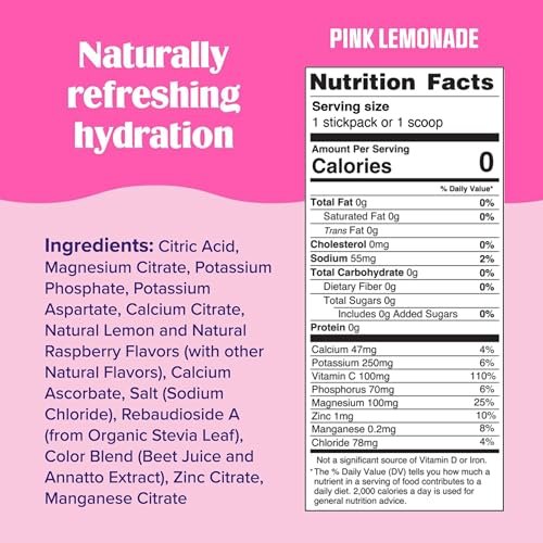 Ultima Replenisher Daily Electrolyte Powder – Pink Lemonade, 20 Stickpacks – Zero Sugar Hydration Packets with 6 Electrolytes and Minerals – Sugar Free, Plant Based & Keto Friendly Drink Mix - görsel 7
