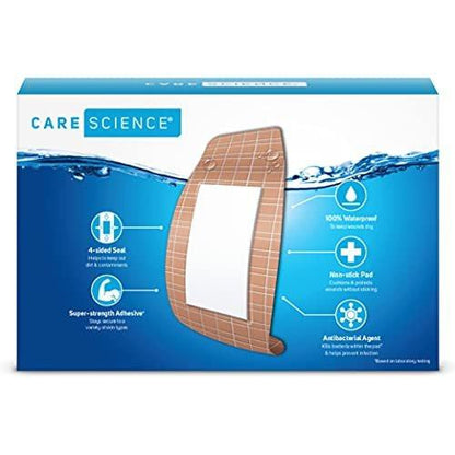 Care Science Waterproof Strong Strips Adhesive Bandages, Extra Large, 32 Count | 100% Waterproof, Heavy-Duty Protection, Helps Prevent Infection for First Aid and Wound Care