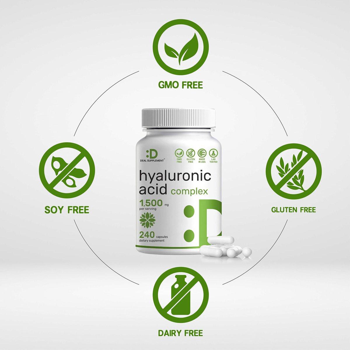 DEAL SUPPLEMENT Hyaluronic Acid Complex 1,500mg – 240 Capsules, with MSM & Vitamin C - görsel 5