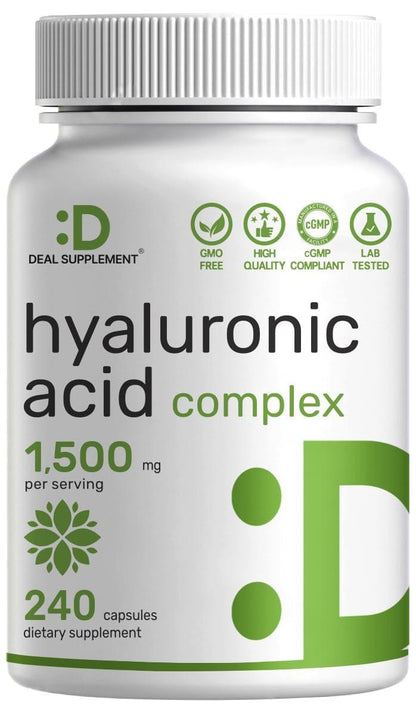 DEAL SUPPLEMENT Hyaluronic Acid Complex 1,500mg – 240 Capsules, with MSM & Vitamin C