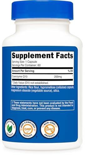 Nutricost CoQ10 200mg, 60 Vegetarian Capsules, 60 Servings - High Absorption, Vegetarian, Non-GMO, Coenzyme Q10 - görsel 3