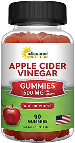 aSquared Nutrition Apple Cider Vinegar Gummies - 1500mg Per Serving - with The Mother - 90 ACV Gummies w/Vitamin B6 & B12, Folic Acid - Vegan Gummy Supplement Alternative to Capsules Pills & Drink - görsel 2