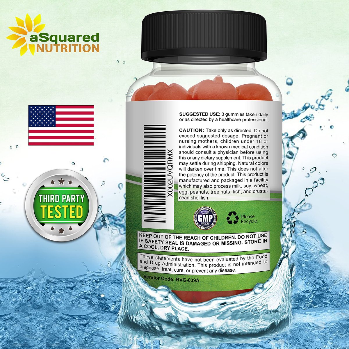 aSquared Nutrition Apple Cider Vinegar Gummies - 1500mg Per Serving - with The Mother - 90 ACV Gummies w/Vitamin B6 & B12, Folic Acid - Vegan Gummy Supplement Alternative to Capsules Pills & Drink - görsel 13