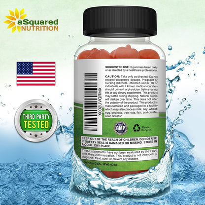 aSquared Nutrition Apple Cider Vinegar Gummies - 1500mg Per Serving - with The Mother - 90 ACV Gummies w/Vitamin B6 & B12, Folic Acid - Vegan Gummy Supplement Alternative to Capsules Pills & Drink