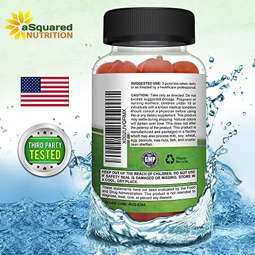 aSquared Nutrition Apple Cider Vinegar Gummies - 1500mg Per Serving - with The Mother - 90 ACV Gummies w/Vitamin B6 & B12, Folic Acid - Vegan Gummy Supplement Alternative to Capsules Pills & Drink - görsel 14