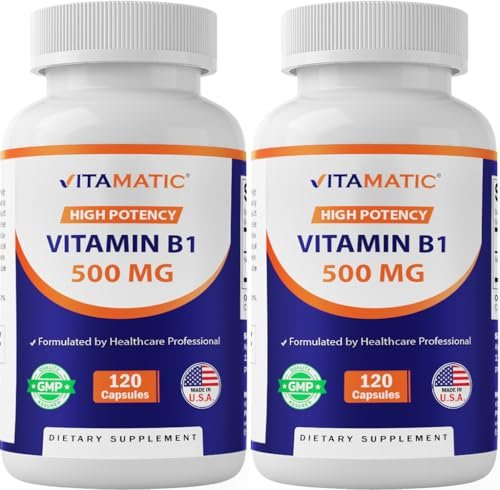 Vitamatic Vitamin B1 (Thiamine) 500mg – 2 Pack (240 Capsules Total) - görsel 1