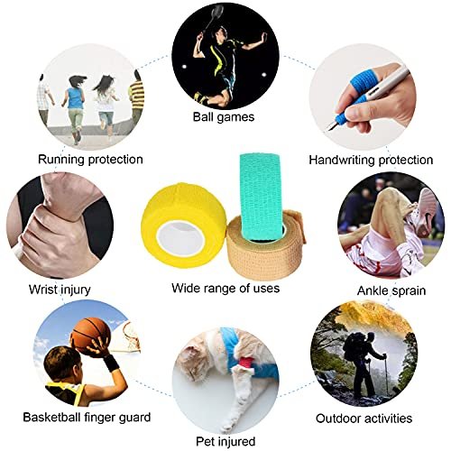 FEILIBAY 15 Pack Cohesive Wrap 1 Inch x 5 Yards Self Adherent Vet Tape for Pets, Elastic Self Adhesive Bandage Wrap for Sports, Finger, Wrist, Ankle (1 Inch, 15 Colors) - görsel 1