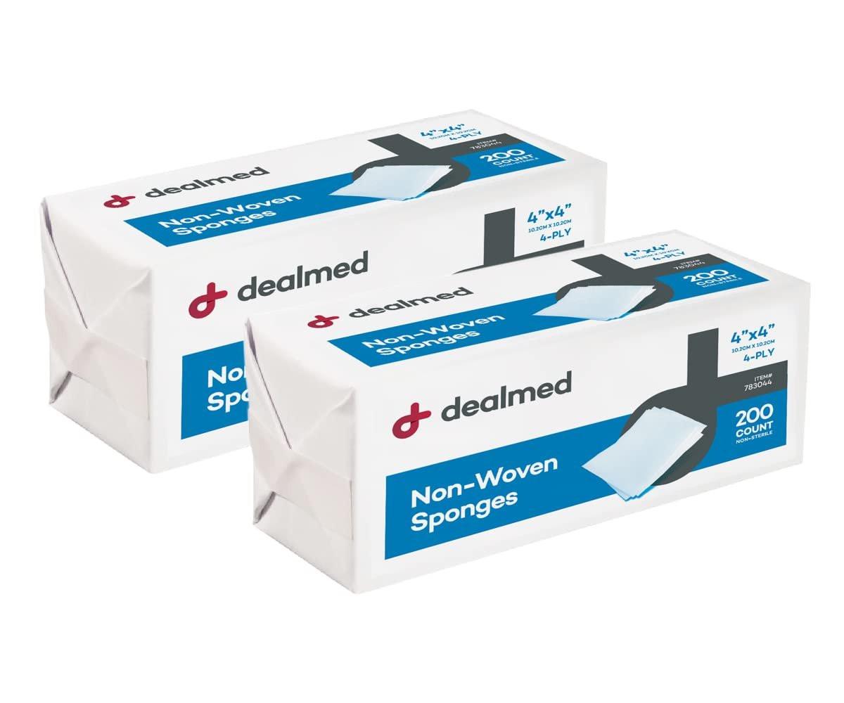Dealmed Non-Woven Gauze Sponges - 4-Ply, 4" x 4" All-Purpose Non-Sterile Absorbent Dental Gauze Wound Care for First Aid Kit/Medical Facilities, 200 Count (Pack of 2) - görsel 14