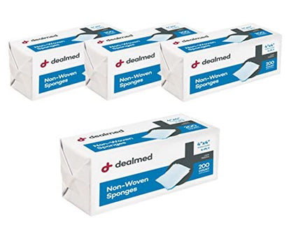 Dealmed Non-Woven Gauze Sponges - 4-Ply, 4" – Soft and Gentle: Made from a non-woven blend of polyester and – Image 2
