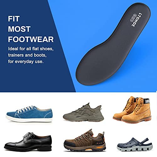 Memory Foam Insoles for Men, Replacement Shoe Inserts for Work Boot, Running Shoes, Hiking Shoes, Sneaker, Cushion Shoe Insoles for Foot Pain Relief, Comfort Inner Soles 6mm Navy US 9 - görsel 2