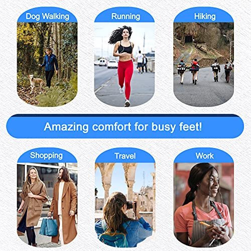 LTOHOE Memory Foam Insoles for Women, Replacement Shoe Inserts for Running Shoes, Hiking Shoes, Sneaker, Cushion Shoe Insoles Shock Absorbing for Foot Pain Relief, Comfort Inner Soles 8mm Black US 9 - görsel 11