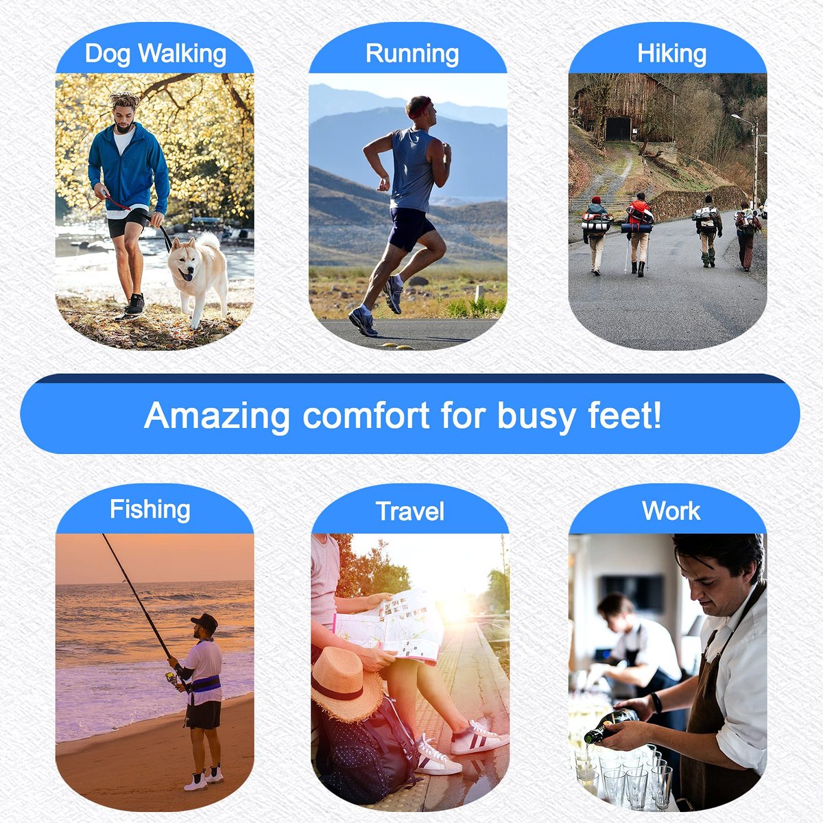 Memory Foam Insoles for Women, Replacement Shoe Inserts for Work Boot, Running Shoes, Hiking Shoes, Sneaker, Cushion Shoe Insoles for Foot Pain Relief, Comfort Inner Soles 8mm Black US 9.5 - görsel 8