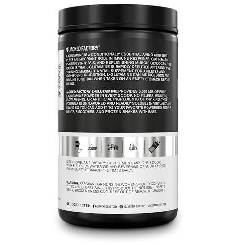 Jacked Factory L-Glutamine Powder 100 Servings - Vegan Fermented L Glutamine Supplement for Post Workout Muscle Recovery, Immunity, Digestive Health | No Artificial Filler - Unflavored - görsel 4