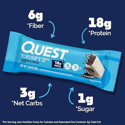 Quest Nutrition Crispy Cookies & Cream Hero – Delicious Cookies & Cream Flavor: Enjoy the classic taste of cookies – Image 4