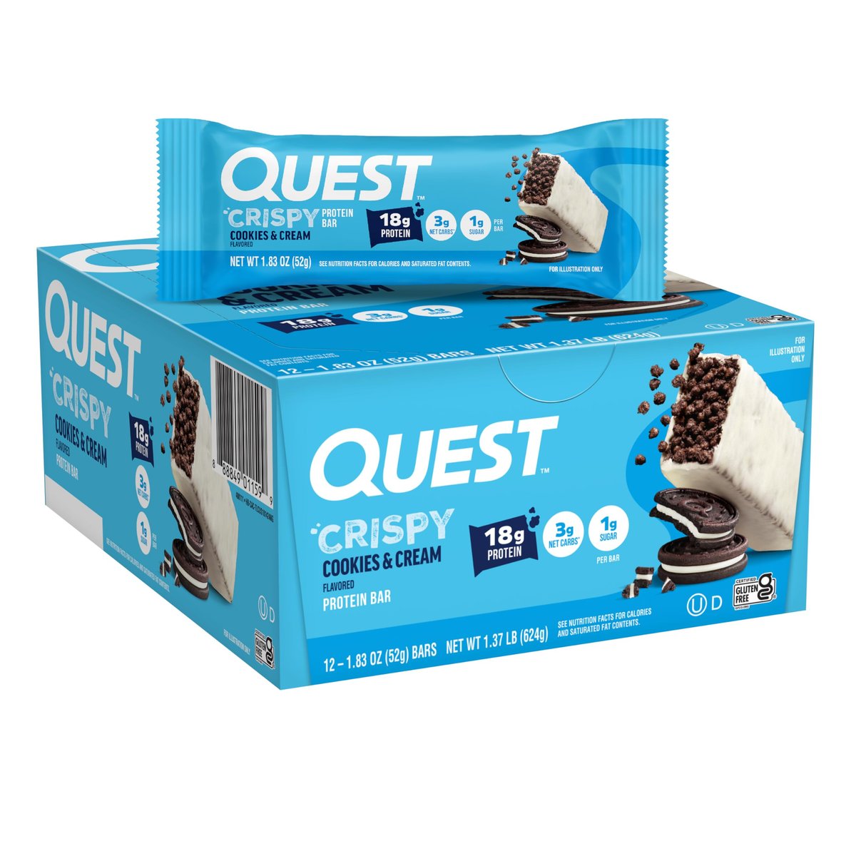 Quest Nutrition Crispy Cookies & Cream Hero – Keto Friendly: Only 3g net carbs per bar, making it an excellent – Image 2
