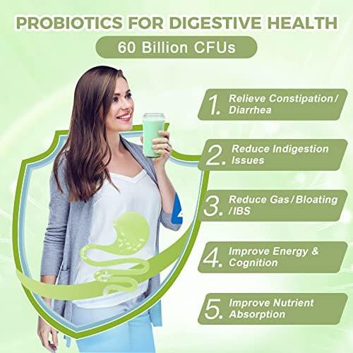 NATURE TARGET Probiotics for Women-Men-Kids Probiotic Powder 60 Billion CFUs 13 Strains - Prebiotics and Probiotics for Digestive Health, Shelf Stable, Non-GMO, Gluten Free 30 Packets - görsel 5