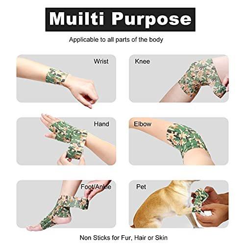 FRESINIDER 16 Rolls Self Adhesive Wrap Athletic Tape Gauze, Medical Bandage, Breathable Elastic Cohesive Bandage for Sports Injury & Pet (Camo) - görsel 9
