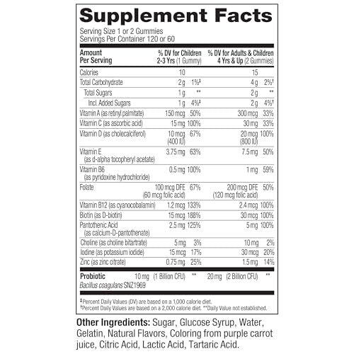 OLLY Kids Multivitamin & Probiotic Gummy, Digestive Support, Vitamins A, D, C, E, B, Zinc, Chewable Supplement, Berry Flavor, 60 Day Supply - 120 Count - görsel 14