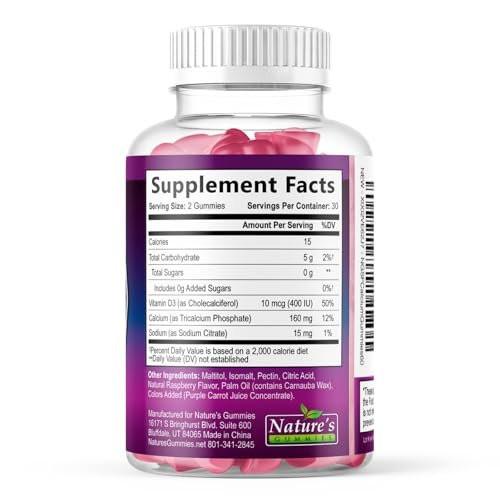 Calcium Supplement Gummies - Sugar Free Calcium Gummy with Vitamin D3 for Best Absorption - Supports Immune Health, Bones & Teeth - Nature's Calcium Chews for Women & Men - Berry Flavor - 60 Gummies - görsel 10