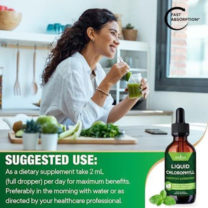 NEW AGE Chlorophyll Liquid Drops - Natural Concentrate – Energy Booster, Digestion and Immune System Supports, Internal Deodorant, Liver Function - (2 Fl Oz (Pack of 2))