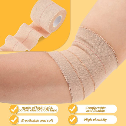 Nuanchu 2 Rolls Adhesive Elastic Tape Bandage Wrap Flexible Stretch Bandages for Sports Ankle, Knee and Wrist Pet Vet Horses Wrap (2 Inch Wide, Apricot)