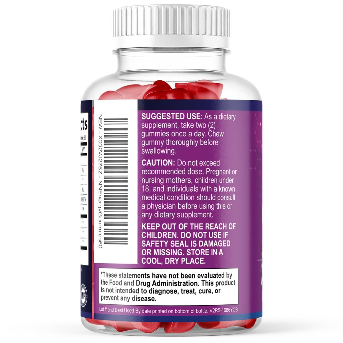 Energy Gummies - Vitamin B12 1000 mcg Per Serving - Daily Energy Chews with Natural Caffeine from Green Tea, Berry Flavored B12 Gummy Exercise Supplement for Running Cycling & Sports - 60 Gummies - görsel 15