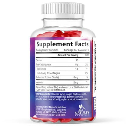 Melatonin Sleep Gummies - Melatonin 12mg Per Serving - Extra Strength Sleep Support Melatonin Gummy - Vegan Sleeping Gummy Supplement - Restful Sleep Support for Adults - Berry Flavor - 60 Gummies