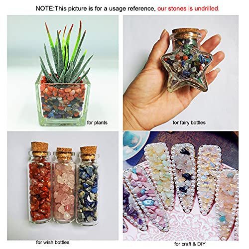 SeeuFun Assorted Mini Crystal Stone Tumbled Chips, Fluorite, Tiger's Eye, Rose Quartz, Amethyst (1/2 Pound) - görsel 8