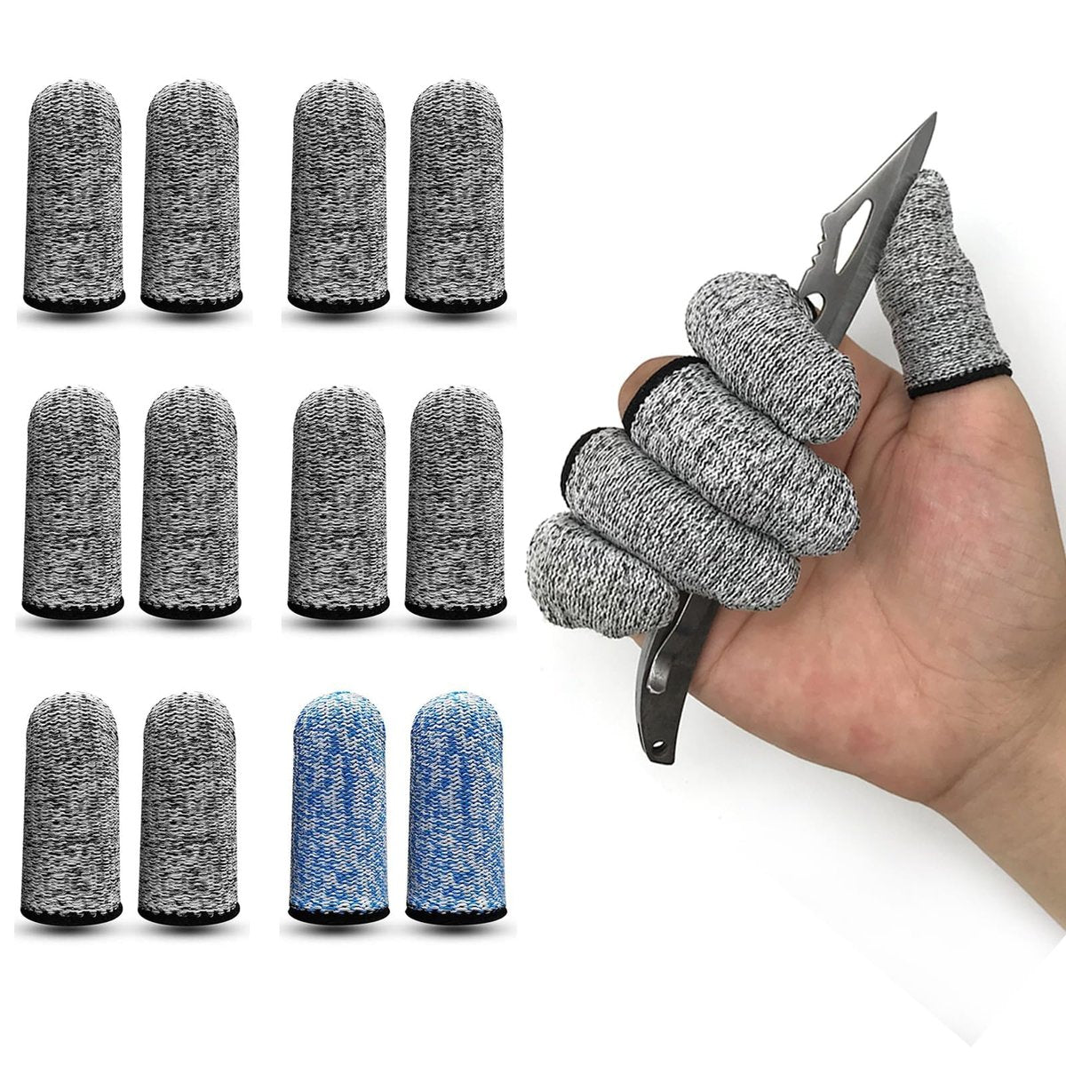 QISLOA 12 PCS Cut Resistant Finger Cots Protector Finger Sleeve Protectors Reusable Finger Guards Finger Covers Protection Cots for Kitchen, Work, Sculpture, Anti-Slip, Reusable, Gloves Life Extender - görsel 9