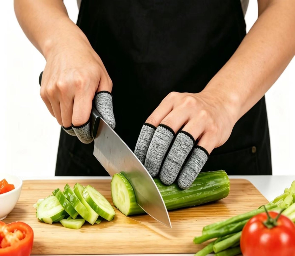 QISLOA 12 PCS Cut Resistant Finger Cots Protector Finger Sleeve Protectors Reusable Finger Guards Finger Covers Protection Cots for Kitchen, Work, Sculpture, Anti-Slip, Reusable, Gloves Life Extender - görsel 11