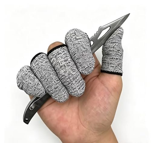 QISLOA 12 PCS Cut Resistant Finger Cots Protector Finger Sleeve Protectors Reusable Finger Guards Finger Covers Protection Cots for Kitchen, Work, Sculpture, Anti-Slip, Reusable, Gloves Life Extender - görsel 3