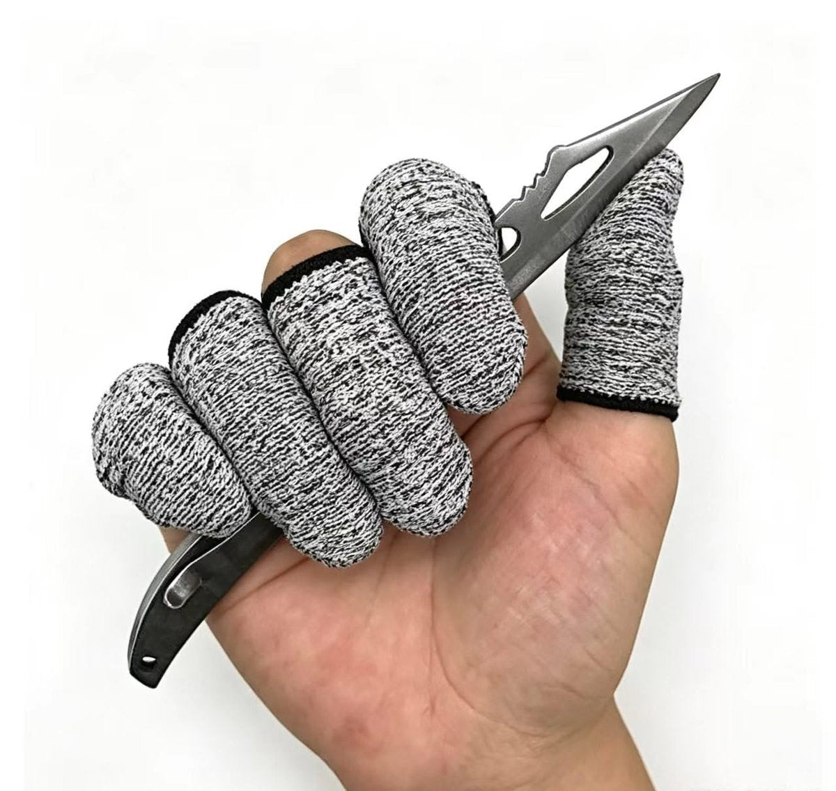QISLOA 12 PCS Cut Resistant Finger Cots Protector Finger Sleeve Protectors Reusable Finger Guards Finger Covers Protection Cots for Kitchen, Work, Sculpture, Anti-Slip, Reusable, Gloves Life Extender - görsel 4