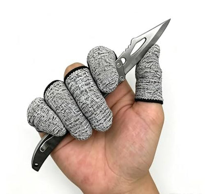 QISLOA 12 PCS Cut Resistant Finger Cots Protector Finger Sleeve Protectors Reusable Finger Guards Finger Covers Protection Cots for Kitchen, Work, Sculpture, Anti-Slip, Reusable, Gloves Life Extender