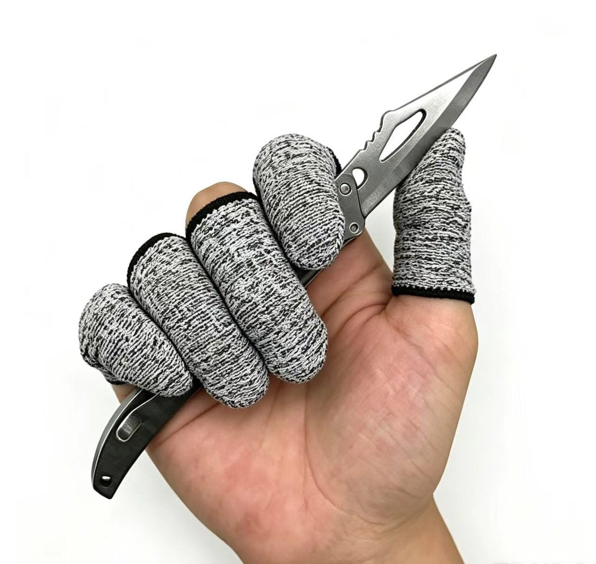QISLOA 12 PCS Cut Resistant Finger Cots Protector Finger Sleeve Protectors Reusable Finger Guards Finger Covers Protection Cots for Kitchen, Work, Sculpture, Anti-Slip, Reusable, Gloves Life Extender - görsel 2