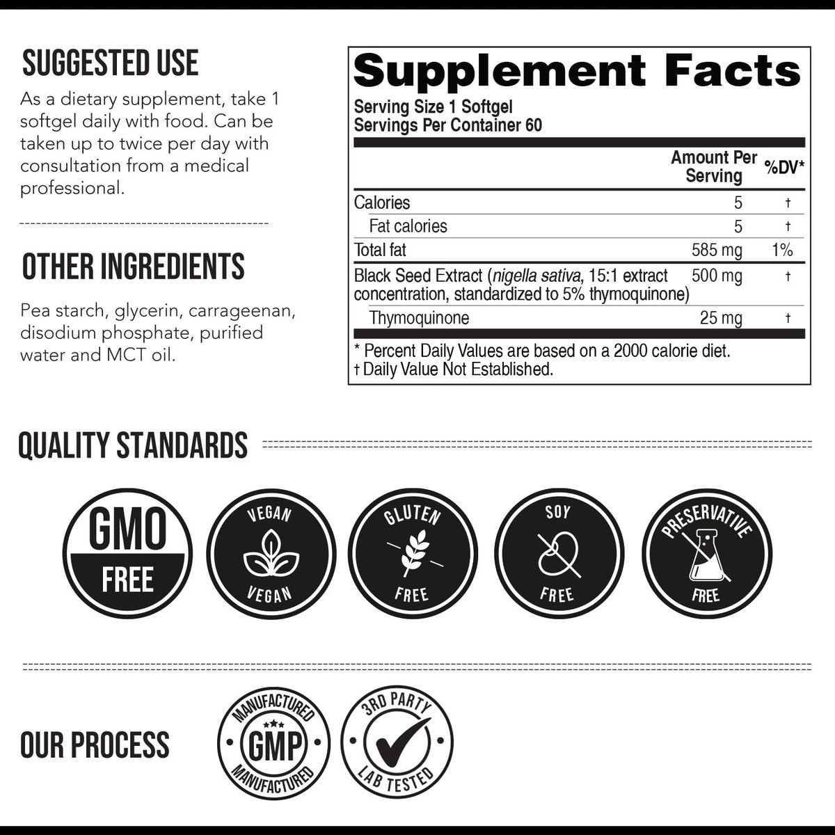 Black Seed Oil Softgels | 5% Thymoquinone - TQ-Advanced® | High Potency - 500 mg per Capsule - 15:1 Concentrate from Nigella Sativa Extract, Raw Form, Vegan Formula, Glass Bottle (60 Softgels) - görsel 7