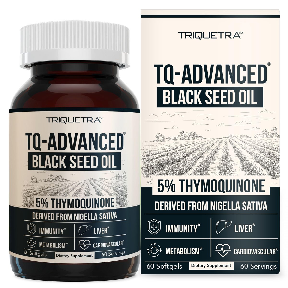 Black Seed Oil Softgels | 5% Thymoquinone - TQ-Advanced® | High Potency - 500 mg per Capsule - 15:1 Concentrate from Nigella Sativa Extract, Raw Form, Vegan Formula, Glass Bottle (60 Softgels) - görsel 1