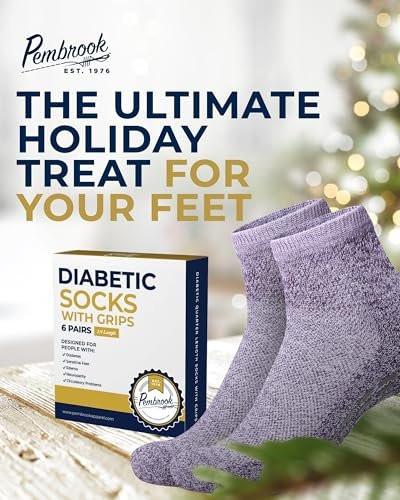 Pembrook Diabetic Ankle Socks for Men & Women with Grips | 6 Pairs Quarter Length Wide Non Binding Diabetic Socks for Men Non Slip | Edema, Neuropathy for Women & Men - görsel 9